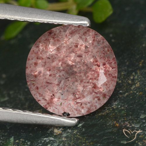 1.67ct Natürlicher tiefrosa Erdbeerquarz, Runden, Lichtdurchlässig