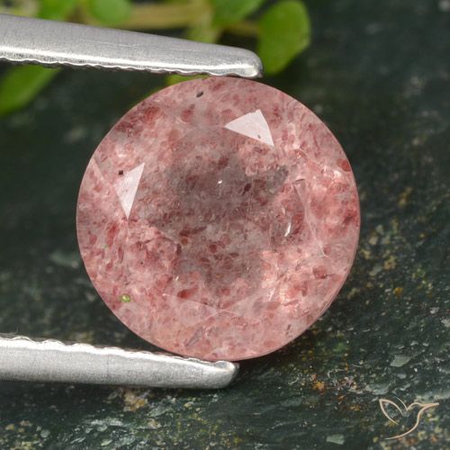1.80ct Natürlicher Erdiges Rosa Erdbeerquarz, Runden, Lichtdurchlässig