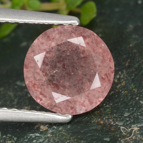 1.77ct Natürlicher Mittel-Hellrosa Erdbeerquarz, Runden, Lichtdurchlässig