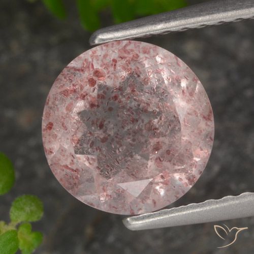 1.82ct Natürlicher hellrosa Erdbeerquarz, Runden, Lichtdurchlässig