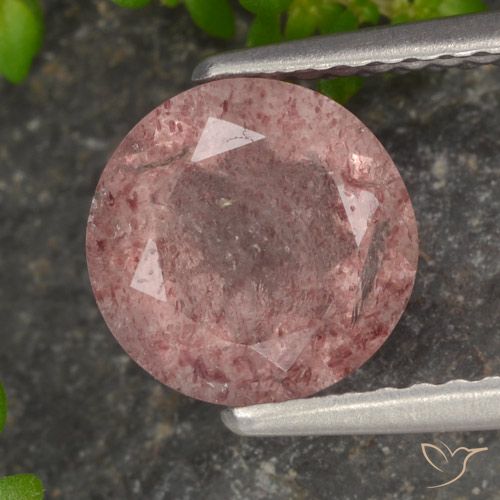 1.68ct Natürlicher Mittelrosa Erdbeerquarz, Runden, Lichtdurchlässig