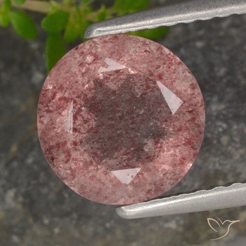 1.78ct Natürlicher rose-rosa Erdbeerquarz, Runden, Lichtdurchlässig