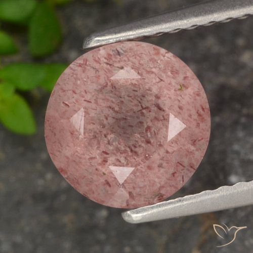 1.80ct Natürlicher Erdiges Rosa Erdbeerquarz, Runden, Lichtdurchlässig