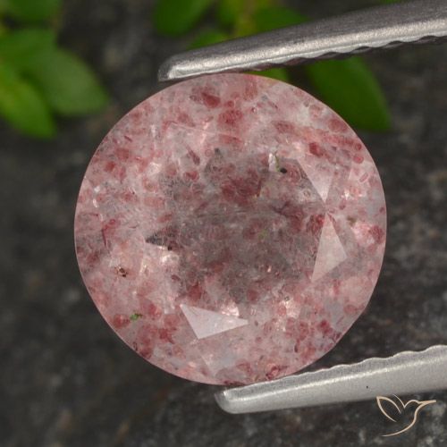 1.89ct Natürlicher rose-rosa Erdbeerquarz, Runden, Lichtdurchlässig