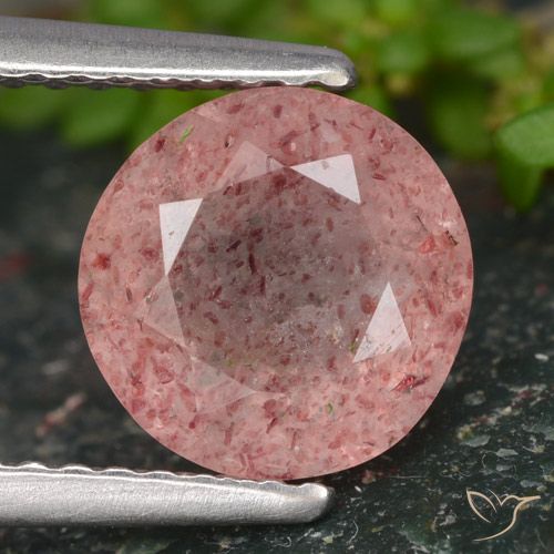 1.89ct Natürlicher rose-rosa Erdbeerquarz, Runden, Lichtdurchlässig