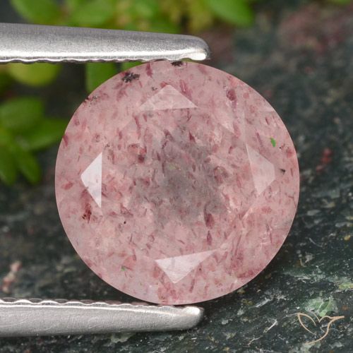1.98ct Natürlicher Korallenrosa Erdbeerquarz, Runden, Lichtdurchlässig