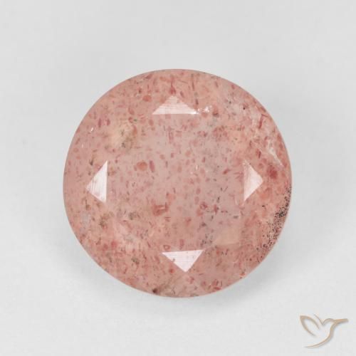 4.43ct Natürlicher orange-rosa Erdbeerquarz, Runden, Lichtdurchlässig