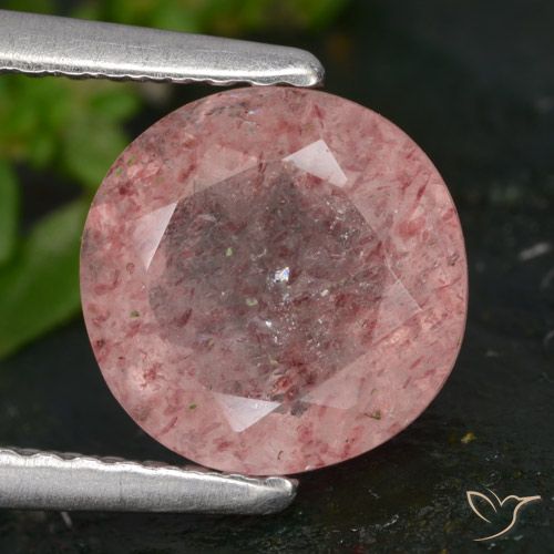 2.00ct Natürlicher Mittelrosa Erdbeerquarz, Runden, Lichtdurchlässig