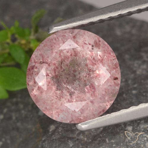 1.75ct Natürlicher Mittelrosa Erdbeerquarz, Runden, Lichtdurchlässig