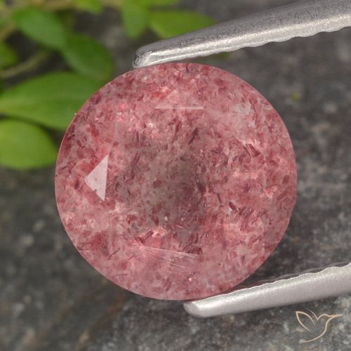 1.79ct Natürlicher rose-rosa Erdbeerquarz, Runden, Lichtdurchlässig