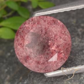 9,17 ctw natürlicher rose-rosa Erdbeerquarz, Runden, Lichtdurchlässig