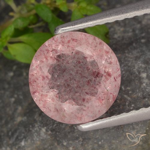 1.61ct Natürlicher Mittelrosa Erdbeerquarz, Runden, Lichtdurchlässig