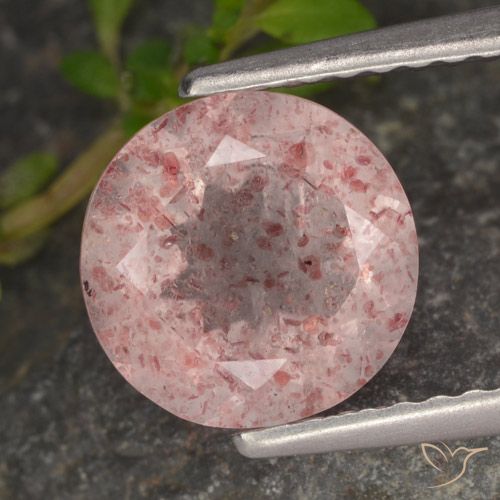 1.89ct Natürlicher hellrosa Erdbeerquarz, Runden, Lichtdurchlässig