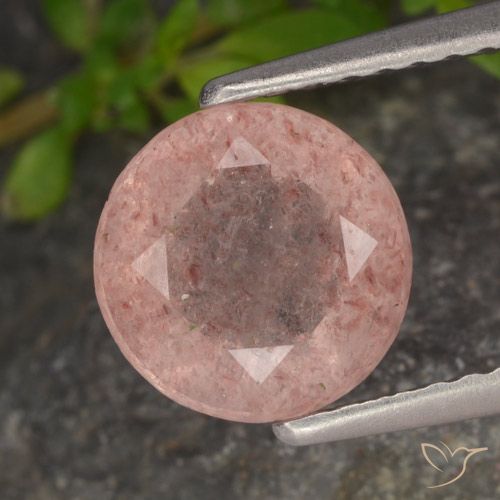 1.72ct Natürlicher Mittelrosa Erdbeerquarz, Runden, Lichtdurchlässig