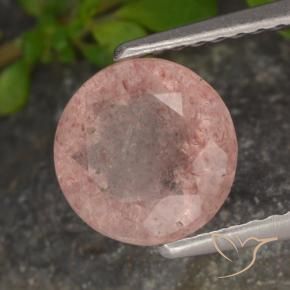 9,17 ctw natürlicher Mittelrosa Erdbeerquarz, Runden, Lichtdurchlässig