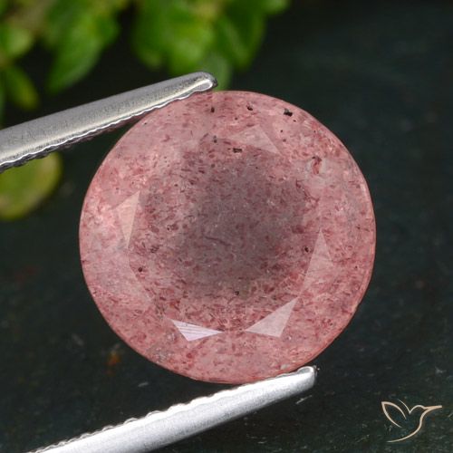 4.84ct Natürlicher tiefrosa Erdbeerquarz, Runden, Lichtdurchlässig