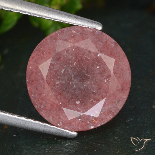 4.76ct Natürlicher Mittel-Dunkelrosa Erdbeerquarz, Runden, Lichtdurchlässig