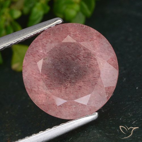 4.31ct Natürlicher rose-rosa Erdbeerquarz, Runden, Lichtdurchlässig