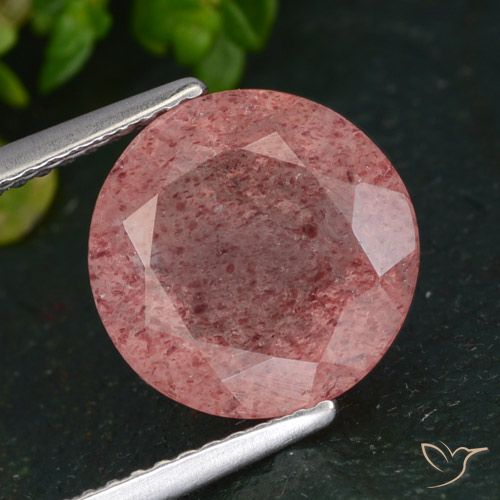 4.29ct Natürlicher tiefrosa Erdbeerquarz, Runden, Lichtdurchlässig