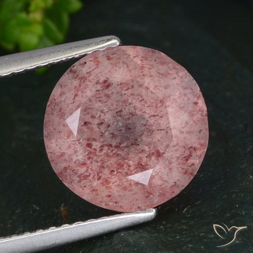 4.14ct Natürlicher rose-rosa Erdbeerquarz, Runden, Lichtdurchlässig