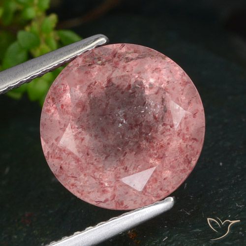 5.02ct Natürlicher rose-rosa Erdbeerquarz, Runden, Lichtdurchlässig