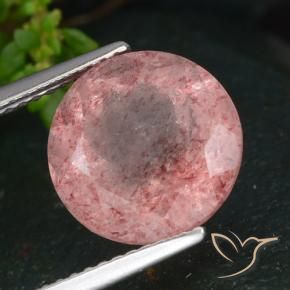 9,17 ctw natürlicher rose-rosa Erdbeerquarz, Runden, Lichtdurchlässig