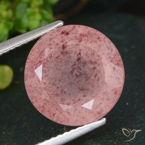 7.13ct Natürlicher rose-rosa Erdbeerquarz, Runden, Lichtdurchlässig