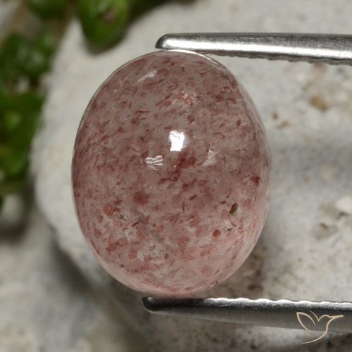 4.01ct Natürlicher Dunkelpink Erdbeerquarz, Oval, Lichtdurchlässig