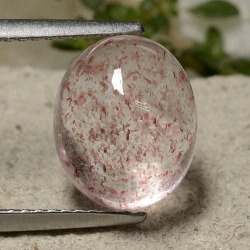 5.09ct Natürlicher hellrosa Erdbeerquarz, Oval, Lichtdurchlässig