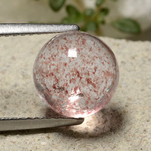 4.46ct Natürlicher hellrosa Erdbeerquarz, Runden, Lichtdurchlässig