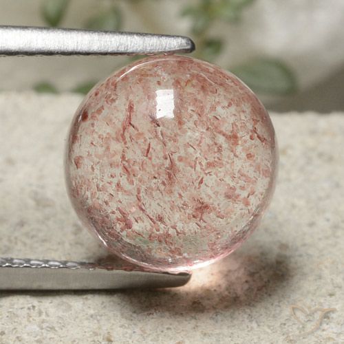5.18ct Natürlicher hellrosa Erdbeerquarz, Runden, Lichtdurchlässig