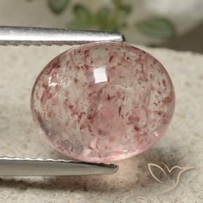 9,17 ctw natürlicher Mittel-Hellrosa Erdbeerquarz, Oval, Lichtdurchlässig