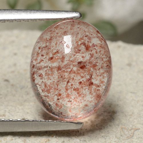 4.18ct Natürlicher Erdiges Rosa Erdbeerquarz, Oval, Lichtdurchlässig