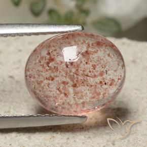 9,17 ctw natürlicher Erdiges Rosa Erdbeerquarz, Oval, Lichtdurchlässig