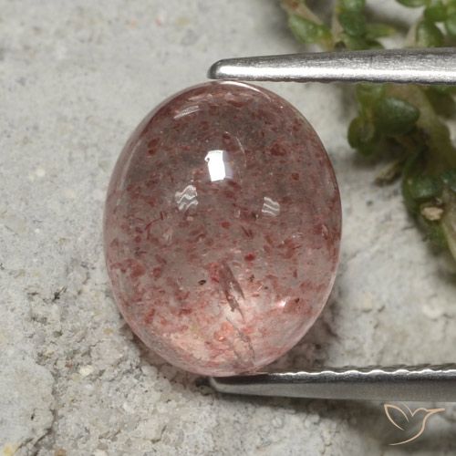 3.40ct Natürlicher Indisches Rot Erdbeerquarz, Oval, Lichtdurchlässig