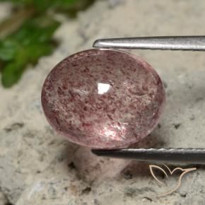 9,17 ctw natürlicher rose-rosa Erdbeerquarz, Oval, Lichtdurchlässig