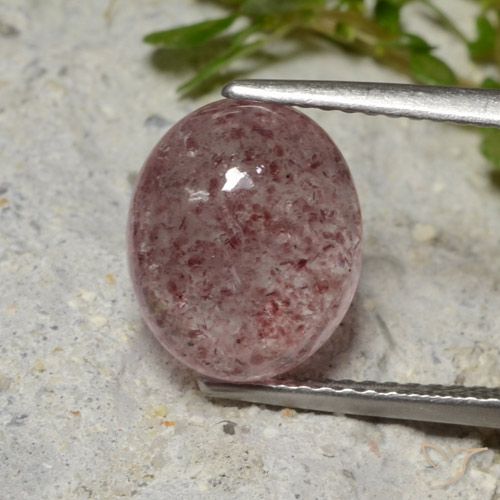 4.52ct Natürlicher Tiefes Rosenholzrosa Erdbeerquarz, Oval, Lichtdurchlässig