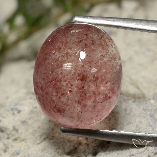 5.34ct Natürlicher rose-rosa Erdbeerquarz, Oval, Lichtdurchlässig