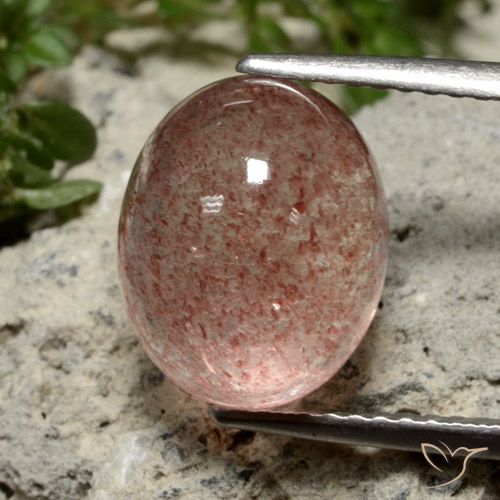 5.04ct Natürlicher Mittelrosa Erdbeerquarz, Oval, Lichtdurchlässig