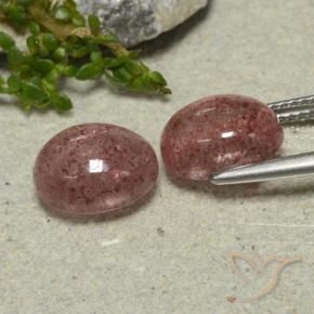 6.52 ct natürliche Mittelrosa Erdbeerquarz-Edelsteine, Oval, Lichtdurchlässig
