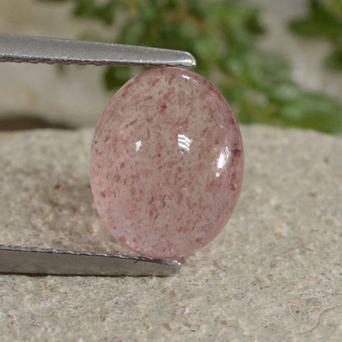 3.43ct Natürlicher Mittelrosa Erdbeerquarz, Oval, Lichtdurchlässig