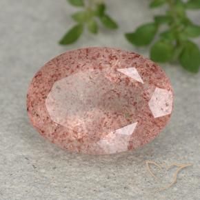 9,17 ctw natürlicher rose-rosa Erdbeerquarz, Oval, Lichtdurchlässig