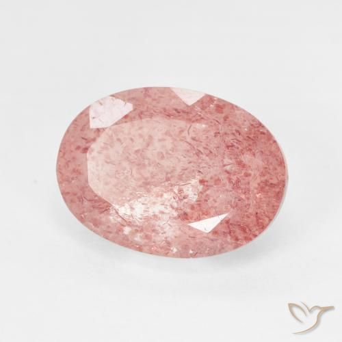 6.12ct Natürlicher hellrose-rosa Erdbeerquarz, Oval, Lichtdurchlässig