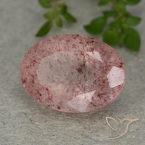 9,17 ctw natürlicher rose-rosa Erdbeerquarz, Oval, Lichtdurchlässig