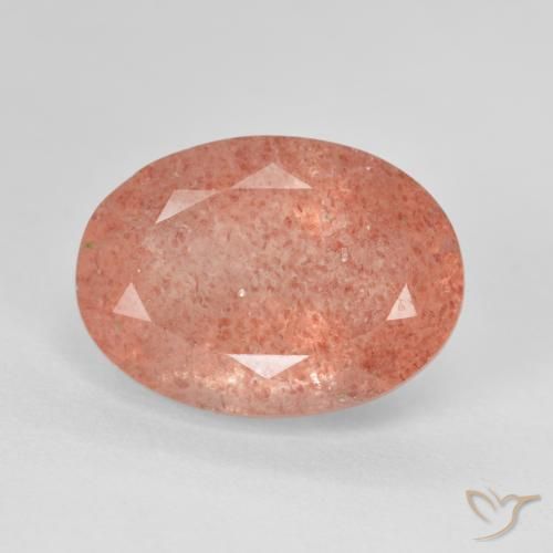 6.41ct Natürlicher Orangerosa Erdbeerquarz, Oval, Lichtdurchlässig