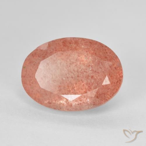 9,17 ctw natürlicher Orangerosa Erdbeerquarz, Oval, Lichtdurchlässig
