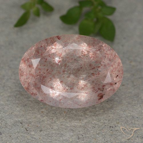 5.91ct Natürlicher Dunkelrosa Erdbeerquarz, Oval, Lichtdurchlässig