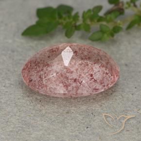9,17 ctw natürlicher Erdiges Rosa Erdbeerquarz, Oval, Lichtdurchlässig
