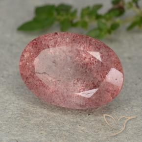 9,17 ctw natürlicher hellrose-rosa Erdbeerquarz, Oval, Lichtdurchlässig