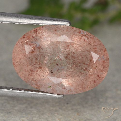 5.70ct Natürlicher Orangerosa Erdbeerquarz, Oval, Lichtdurchlässig